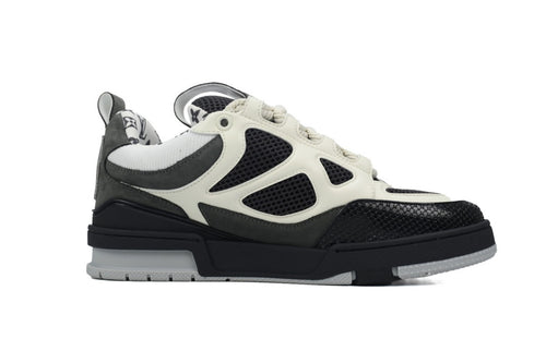 Louis Vuitton Leather Lace Up Fashionable Board Shoes Black Gray